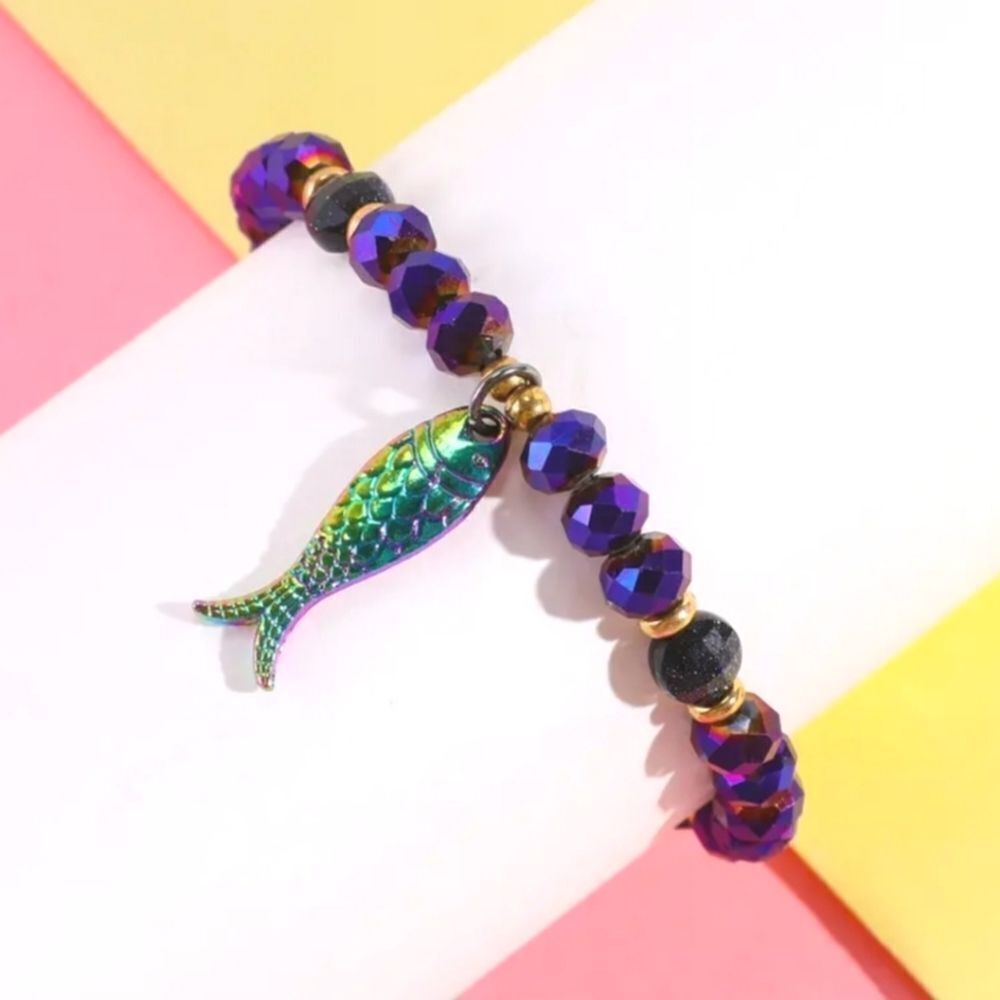 Girls Makersland purple fish Charm Bracelet